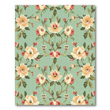 Mint Green Peach Blossom Floral Vintage Area Rug