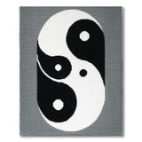 Pixelated Yin-Yang Area Rug Black White