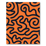 Vibrant Orange Black Squiggle Abstract Area Rug