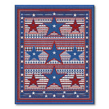 ODIKA Washable Patriotic Stars and Stripes Area Rug - Red White & Blue Low Pile Non-Slip Americana Rug