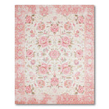 Washable Vintage Pink Rose Floral Area Rug - Low Pile, Non-Slip & Pet Friendly