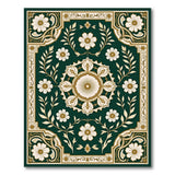 Emerald Green Floral Medallion Persian Rug