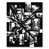 Urban Noir Cityscape Black White Area Rug