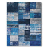 Blue Teal Patchwork Distressed Area Rug