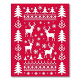Red Festive Red Reindeer Christmas Tree Silhouette Rug