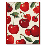 Fruit Pattern Red Vibrant Cherry Fruit Pattern Area Rug