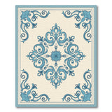 Floral Vintage Blue and Teal Elegant Blue Floral Damask Area Rug
