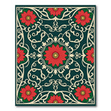 Vintage Poinsettia Floral Area Rug