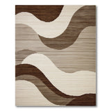 Wavy Brown Tan Abstract Area Rug