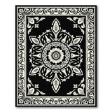 Elegant Black White Mandala Persian Rug