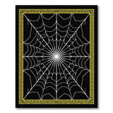 Intricate Spider Web Area Rug Black with Gold Border