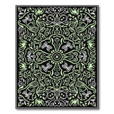 Ornate Green Floral Butterfly Area Rug
