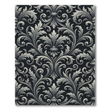 Ornate Black White Baroque Floral Area Rug