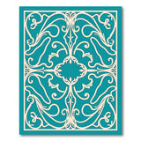 Teal Ornate Floral Lace Area Rug