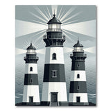 Triple Striped Lighthouses Black White Area Rug