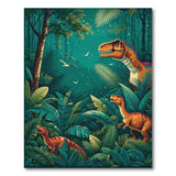 ODIKA Washable Dinosaur Jungle Kids Rug - Low Pile Non-Slip Playroom Area Rug