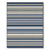 Navy and Beige Striped Geometric Area Rug