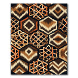 Brown Tan Hexagon Woven Tribal Rug