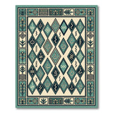 Heritage Tribal Teal Heritage Tribal Geometric Area Rug