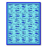 Blue Teal Fish Coastal Area Rug