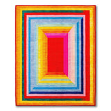 Vibrant Rainbow Concentric Frames Geometric Area Rug