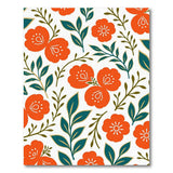 Vibrant Orange Camellia Floral Area Rug