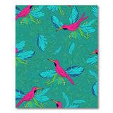 ODIKA Washable Teal Hummingbird Area Rug - Low Pile Non-Slip Botanical Rug for Living Room