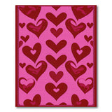 Playful Red Hearts on Pink Area Rug