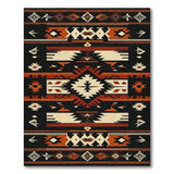 Southwestern Geometric Area Rug in Black Rust Ivory