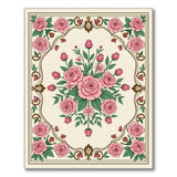 Pink Roses Ornate Floral Vintage Area Rug
