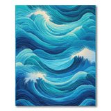 Teal Ocean Waves Abstract Area Rug