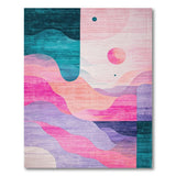 Teal Pink Abstract Wave Geometric Area Rug
