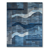 Blue Teal Wavy Geometric Area Rug