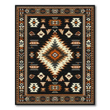 Black Southwestern Geometric Tribal Area Rug