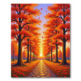 Autumn Tree-Lined Pathway Orange Area Rug