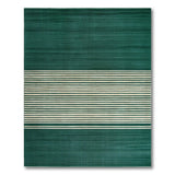 Emerald Green Ivory Striped Woven Area Rug