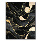 Gold and Silver Black Gold Abstract Wave Area Rug