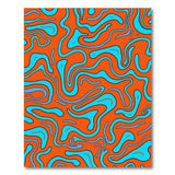 Vibrant Orange Blue Wavy Abstract Area Rug