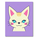Purple Kawaii Cartoon Cat Face Area Rug