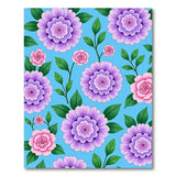 Purple Floral Blooms Area Rug on Vibrant Blue