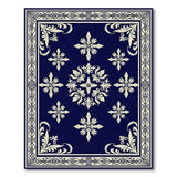 Ornate Navy Floral Baroque Area Rug