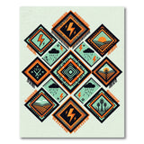 Teal Geometric Lightning Storm Farm Rug