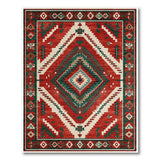 Bold Red Southwestern Diamond Geometric Rug