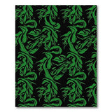 Emerald Green Foliage on Black Area Rug