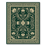 Emerald Green Floral Ornate Area Rug
