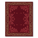 Ornate Maroon Gold Floral Border Area Rug