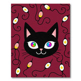 Rainbow-Eyed Black Cat Festive Area Rug