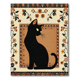 Mystical Black Cat Floral Border Area Rug