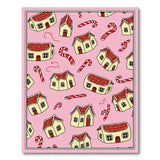 Whimsical Pink Gingerbread Houses Candy Cane Rug