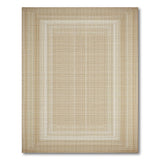 Washable Beige Bordered Low Pile Area Rug Non-Slip